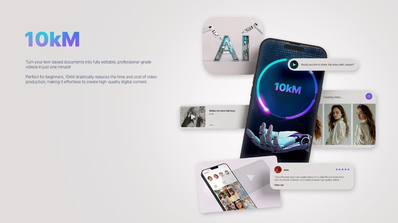 AI-powered "10kM" transforms text into professional videos